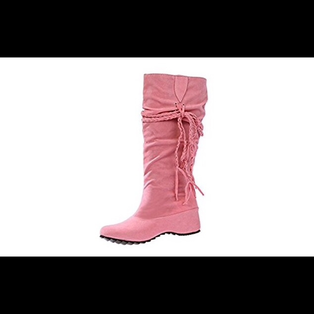 Pink  (faux suede) Boots